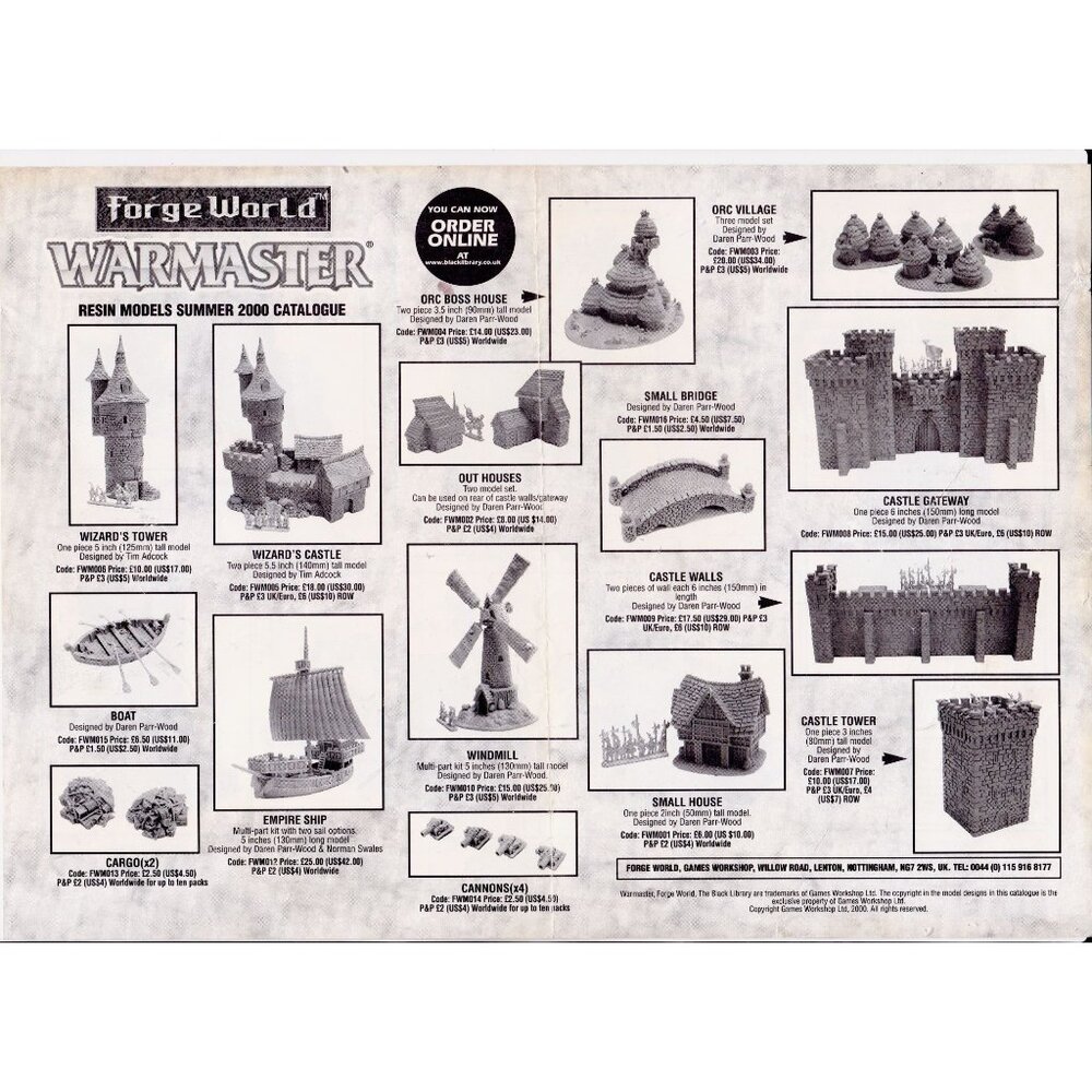 2000 Warmaster Resin Models Catalog Page (Forge World, Warhammer)